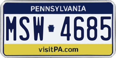PA license plate MSW4685