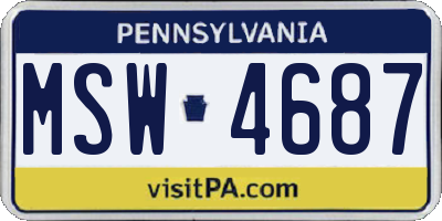 PA license plate MSW4687