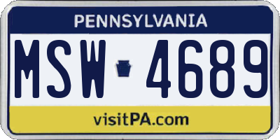 PA license plate MSW4689