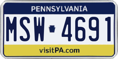 PA license plate MSW4691