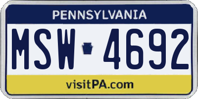 PA license plate MSW4692