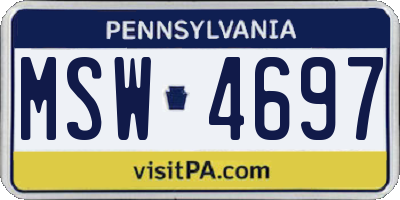 PA license plate MSW4697