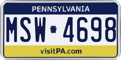 PA license plate MSW4698