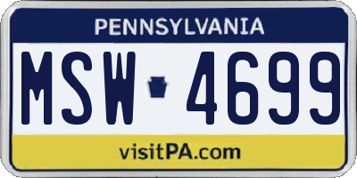 PA license plate MSW4699
