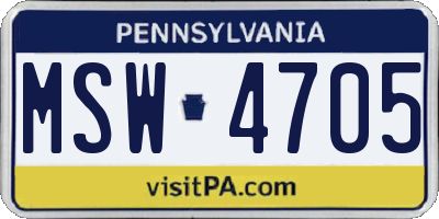 PA license plate MSW4705