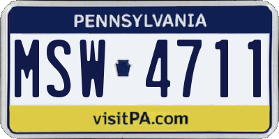 PA license plate MSW4711