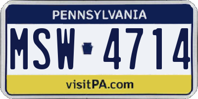 PA license plate MSW4714
