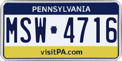 PA license plate MSW4716