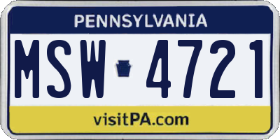PA license plate MSW4721