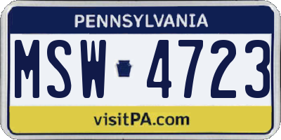 PA license plate MSW4723