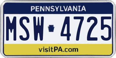 PA license plate MSW4725