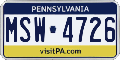 PA license plate MSW4726