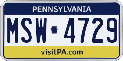 PA license plate MSW4729