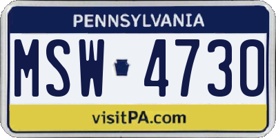 PA license plate MSW4730