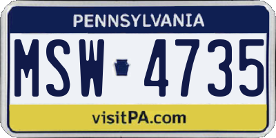 PA license plate MSW4735