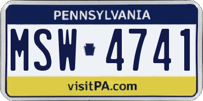 PA license plate MSW4741