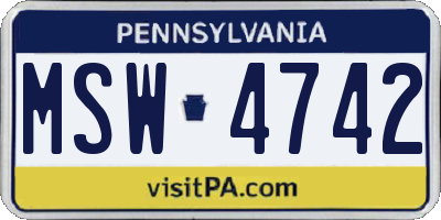 PA license plate MSW4742