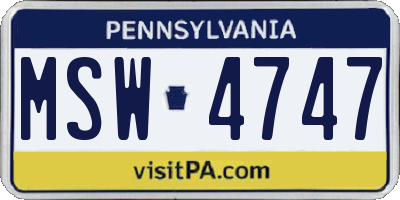 PA license plate MSW4747