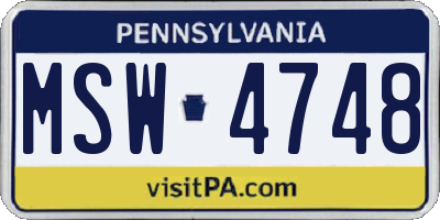 PA license plate MSW4748