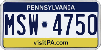 PA license plate MSW4750