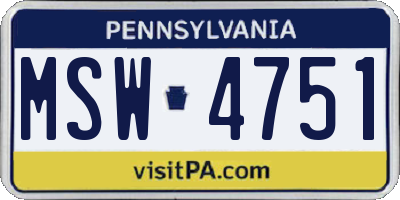 PA license plate MSW4751