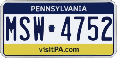 PA license plate MSW4752