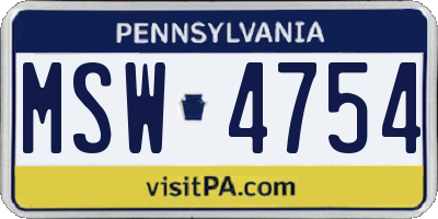 PA license plate MSW4754