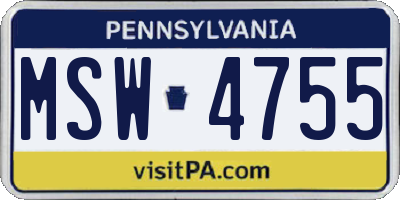 PA license plate MSW4755
