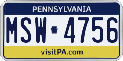 PA license plate MSW4756