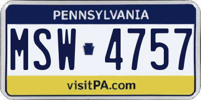PA license plate MSW4757