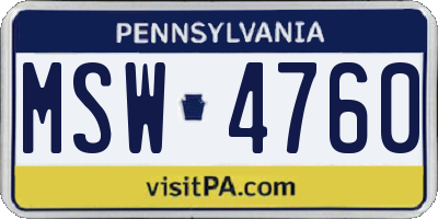 PA license plate MSW4760