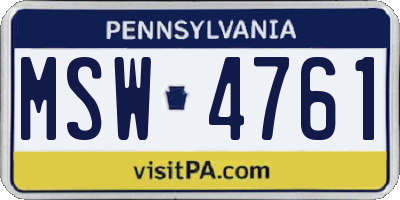 PA license plate MSW4761