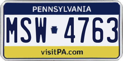 PA license plate MSW4763