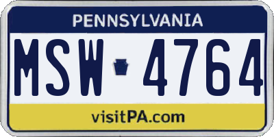 PA license plate MSW4764