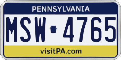 PA license plate MSW4765