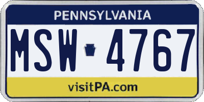 PA license plate MSW4767
