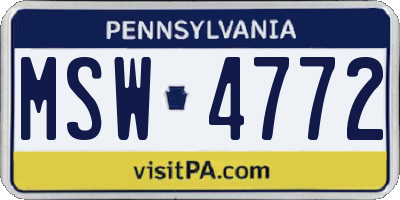 PA license plate MSW4772