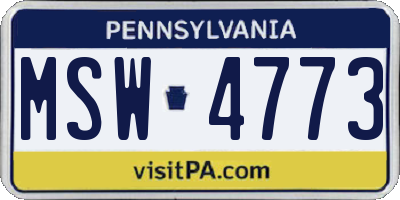 PA license plate MSW4773