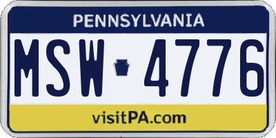 PA license plate MSW4776