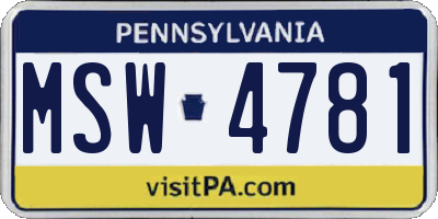 PA license plate MSW4781