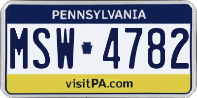 PA license plate MSW4782