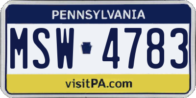 PA license plate MSW4783
