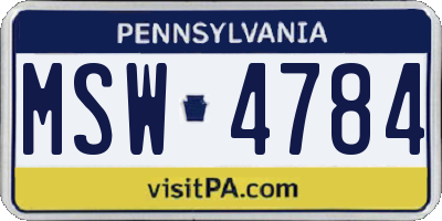 PA license plate MSW4784
