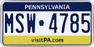 PA license plate MSW4785