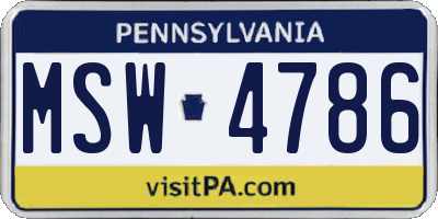 PA license plate MSW4786