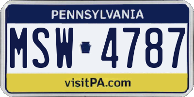 PA license plate MSW4787