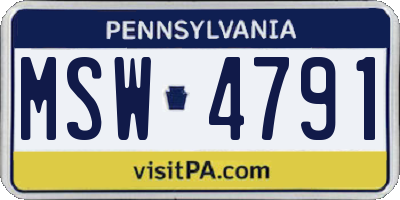 PA license plate MSW4791