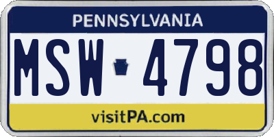 PA license plate MSW4798