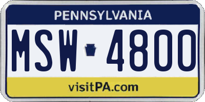 PA license plate MSW4800