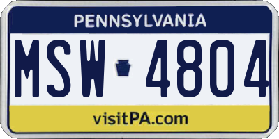 PA license plate MSW4804
